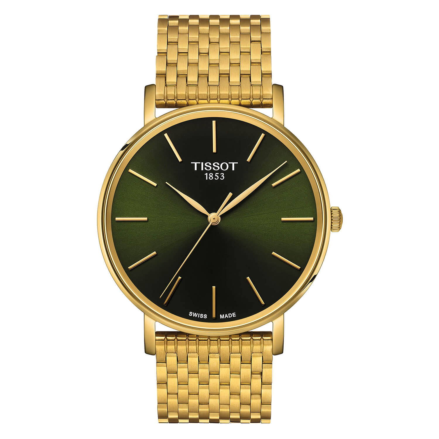 Photos - Wrist Watch TISSOT Everytime 40mm Green Dial Yellow Gold Steel Bracelet Watch 