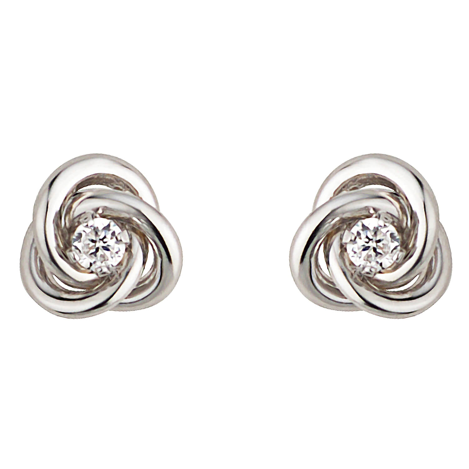 9ct gold cubic zirconia knot earrings Ladies