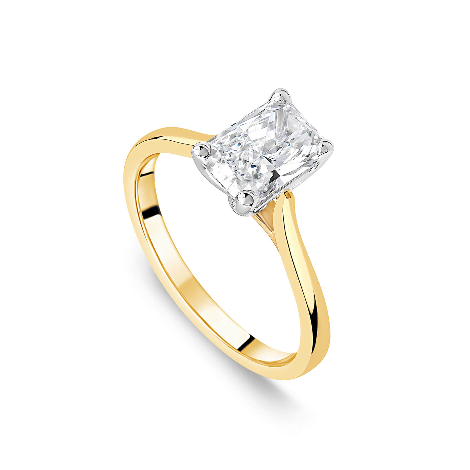 18ct Gold Lab 1.50ct Diamond Radiant Cut Solitaire Ring Ladies Size: J