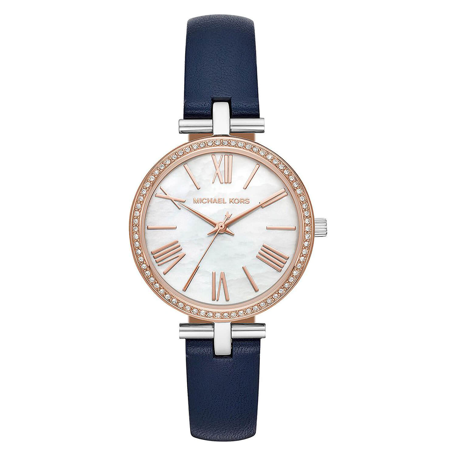 michael kors maci two-tone and blue leather ladies watch