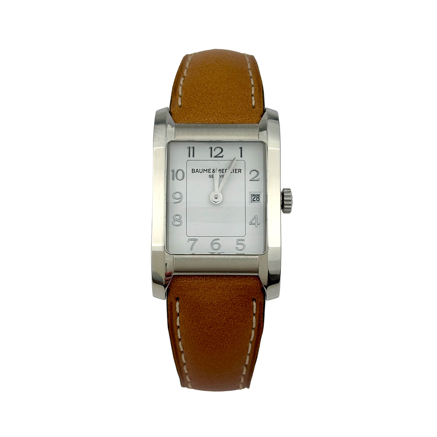 Pre-Owned Baume & Mercier Hampton 34.5x22mm Dial Brown Leather Strap Ladies