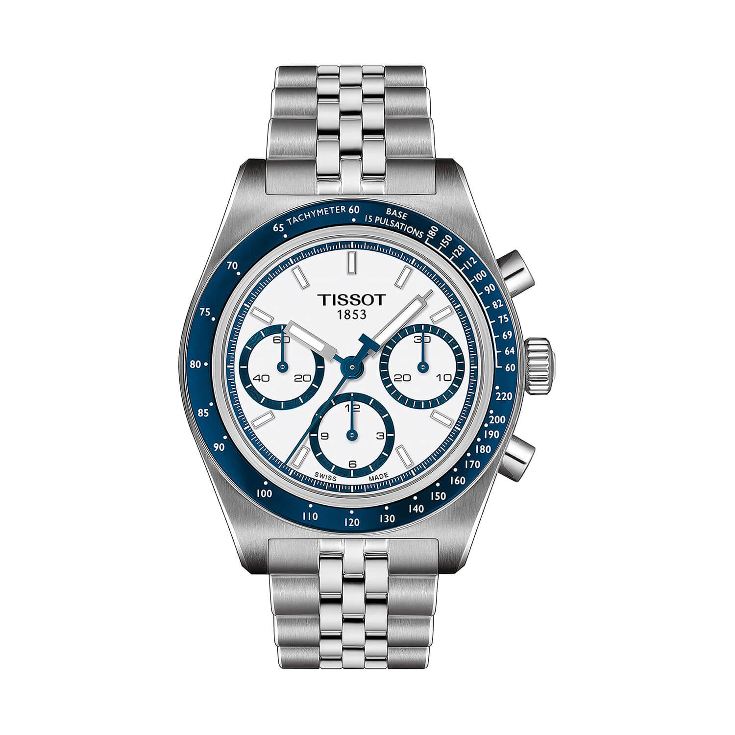 PR516 Chronograph 41mm Dial Blue Bezel Steel Bracelet Men's
