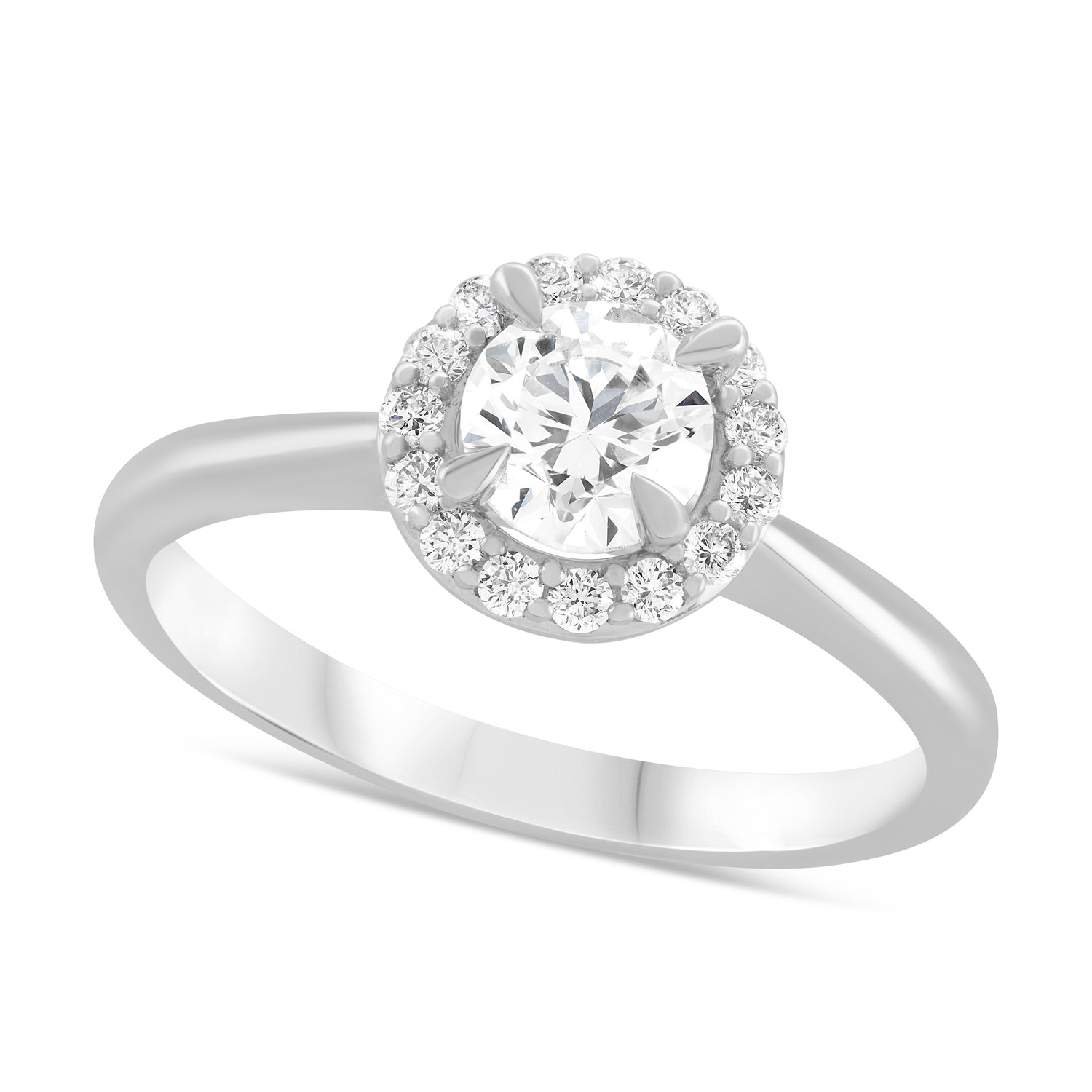 Platinum 0.66ct Halo Ring Ladies Size: L