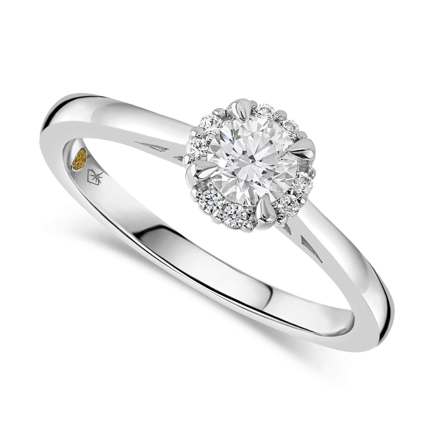 0.44ct Round Diamond Brilliant Halo 18ct Gold Ring Ladies Size: L