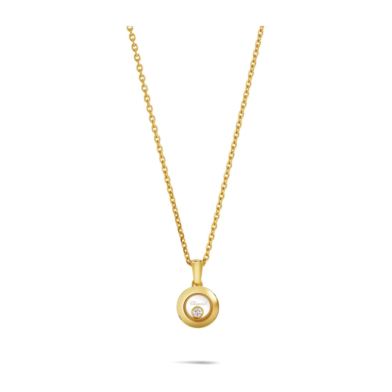 18ct Gold Happy Diamond Icon Round Pendant Ladies