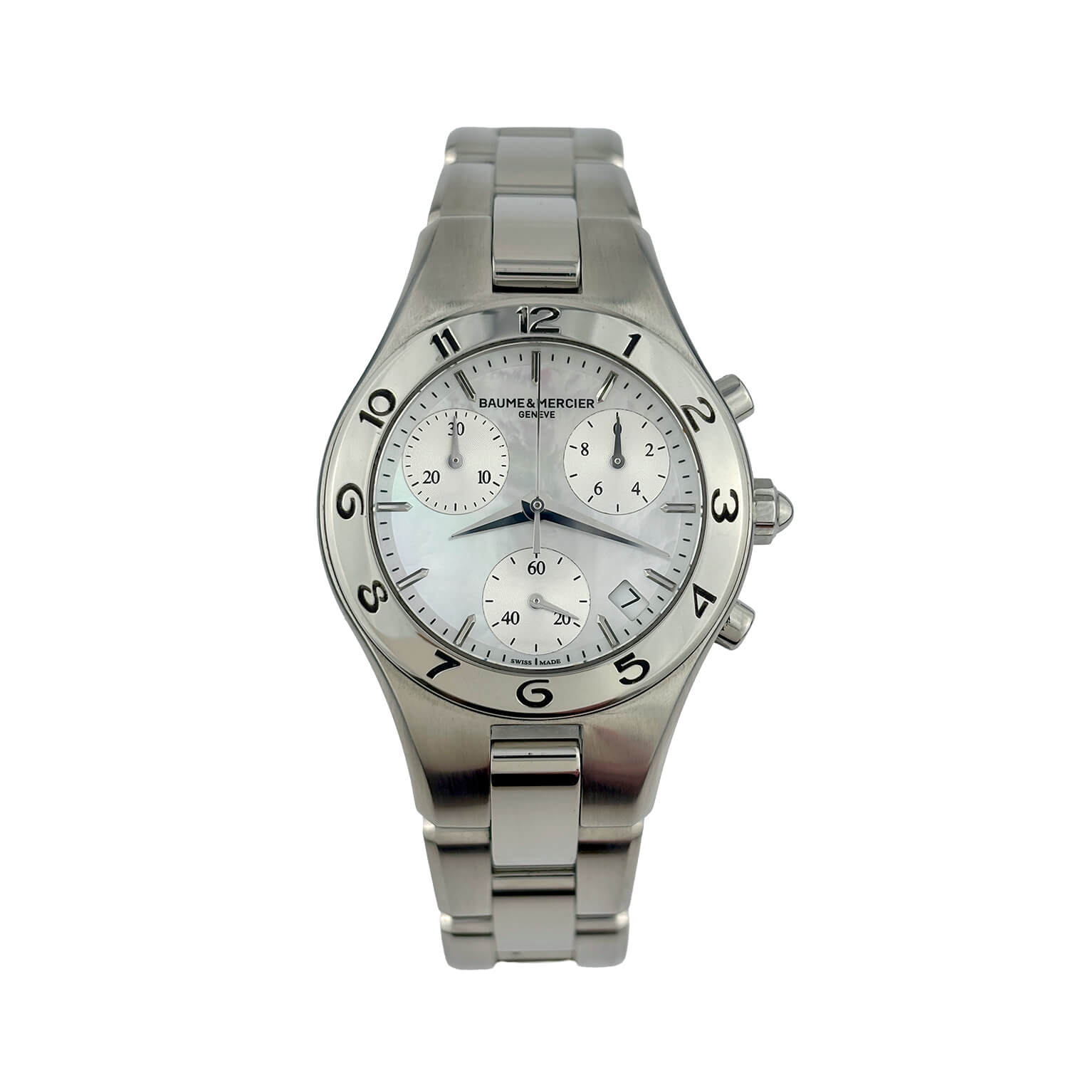 Pre-Owned Baume & Mercier Linea 32mm Silver Dial Steel Bracelet Ladies