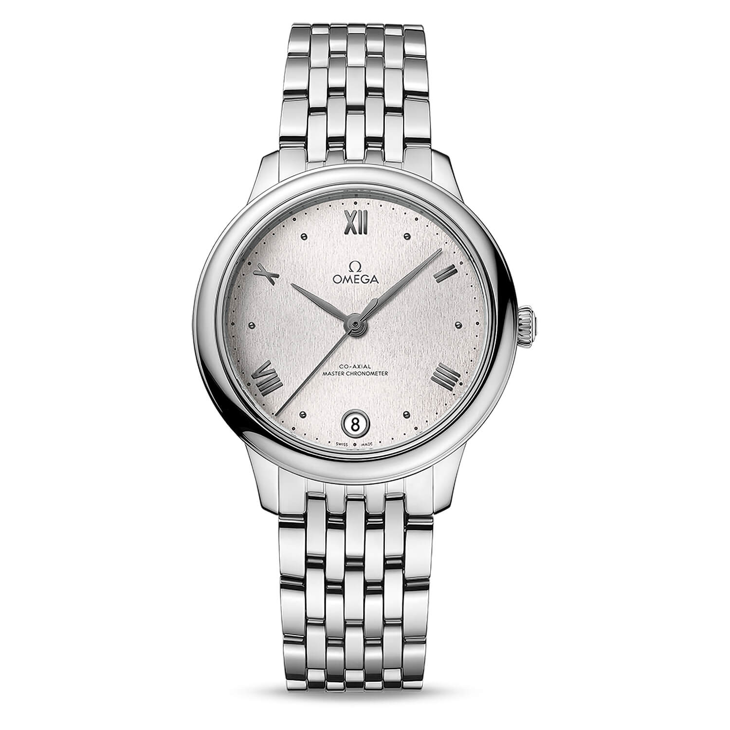 De Ville Prestige Co-Axial Master Chronometer 34mm Silver Dial Bracelet Ladies