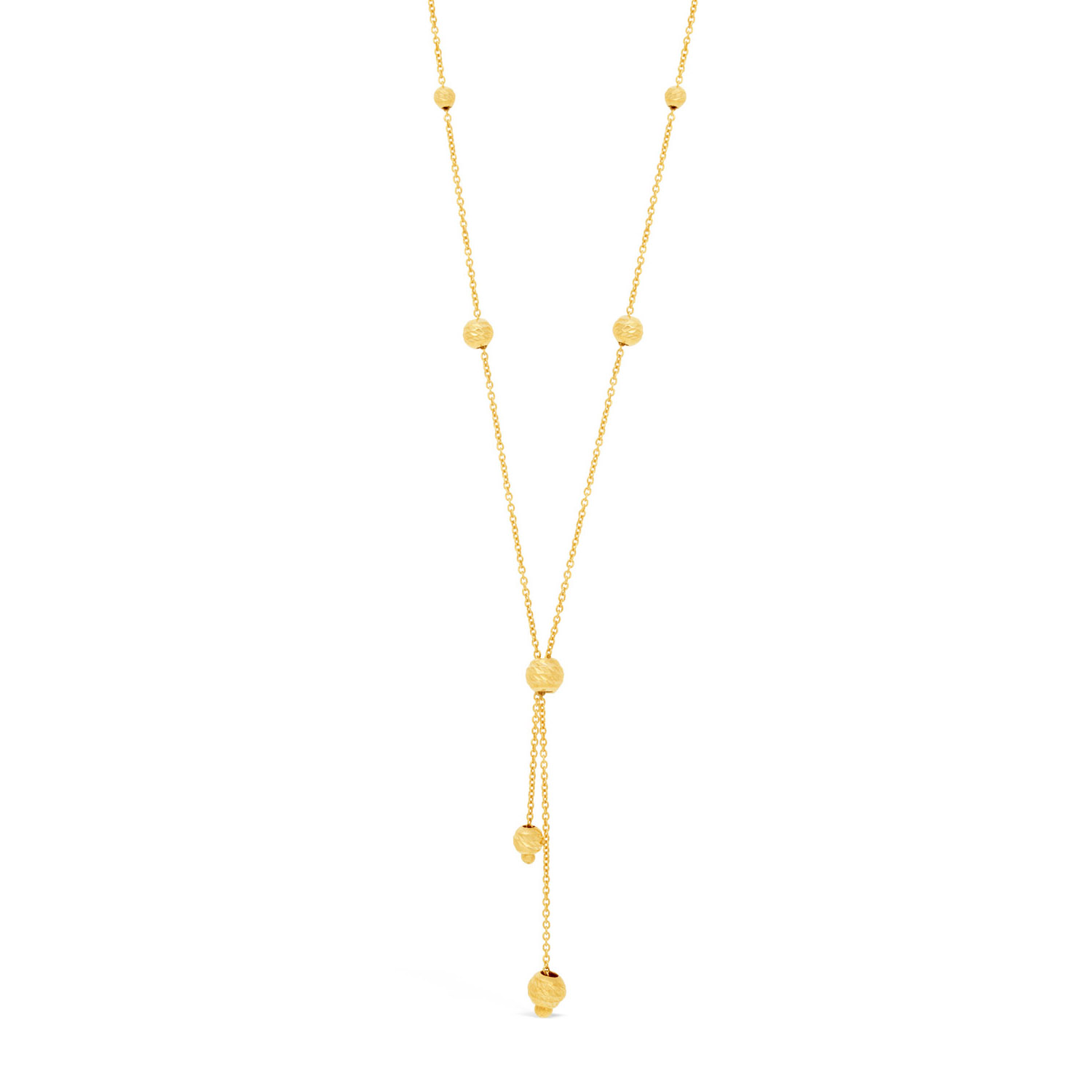 9ct gold diamond cut ball necklace