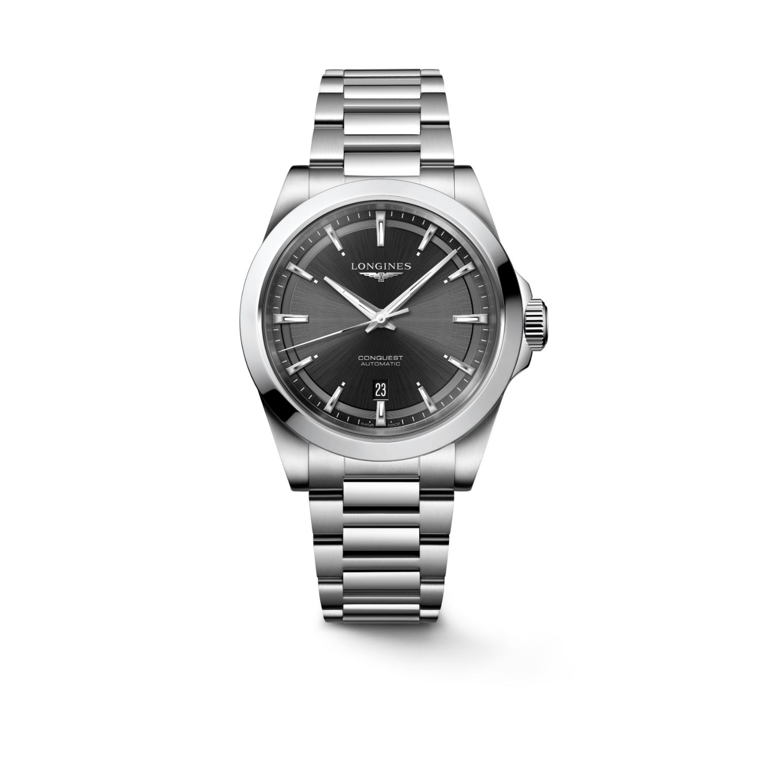 Conquest 2023 41mm Sunray Black Dial Steel Case Mens Men's