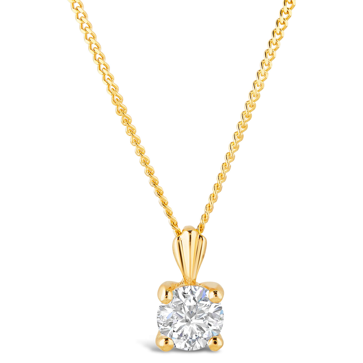 9ct Gold 4MM Four Claw Cubic Zirconia Set Pendant Ladies