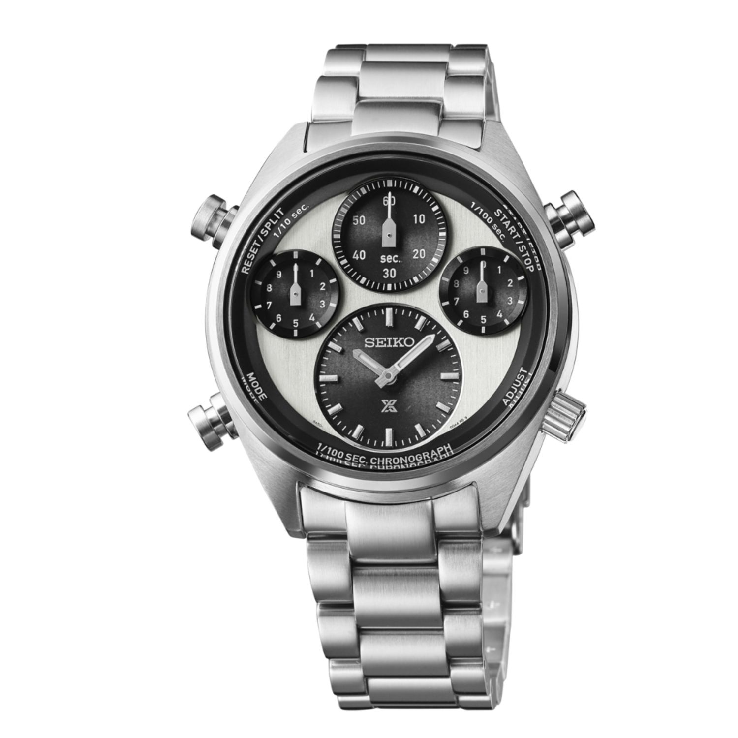 Seiko Prospex Speedtimer 42mm Solar Chrono Black & Silver Dial Bracelet Watch
