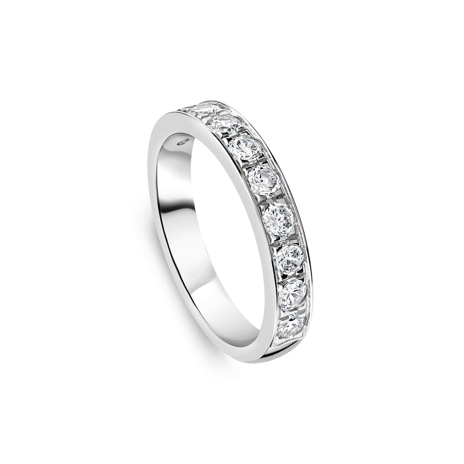 18ct Gold 3.5mm 0.67ct Diamond Set Wedding Ring Ladies Size: J