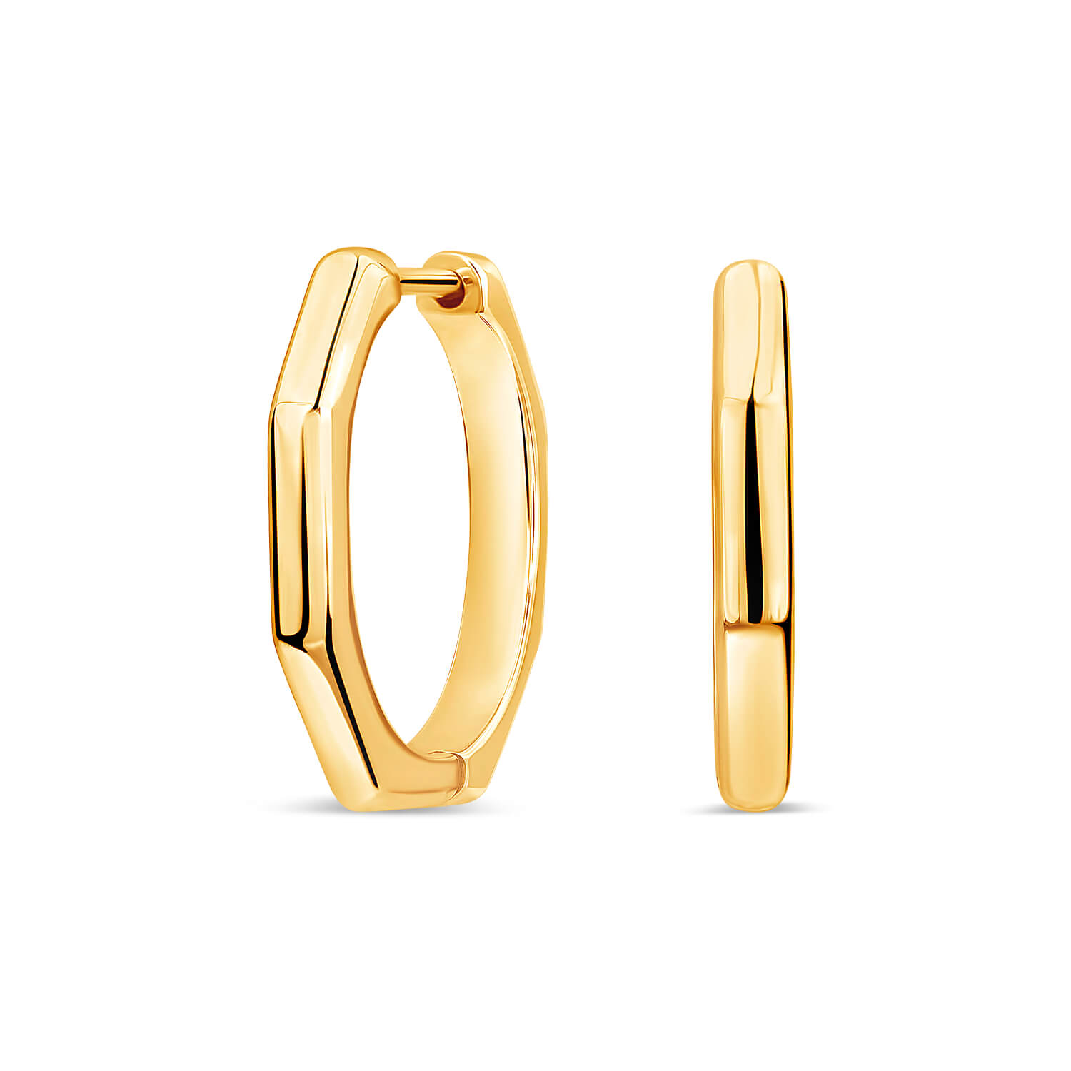 Gold Plated Silver Bamboo Shape Hoop Earrings Ladies