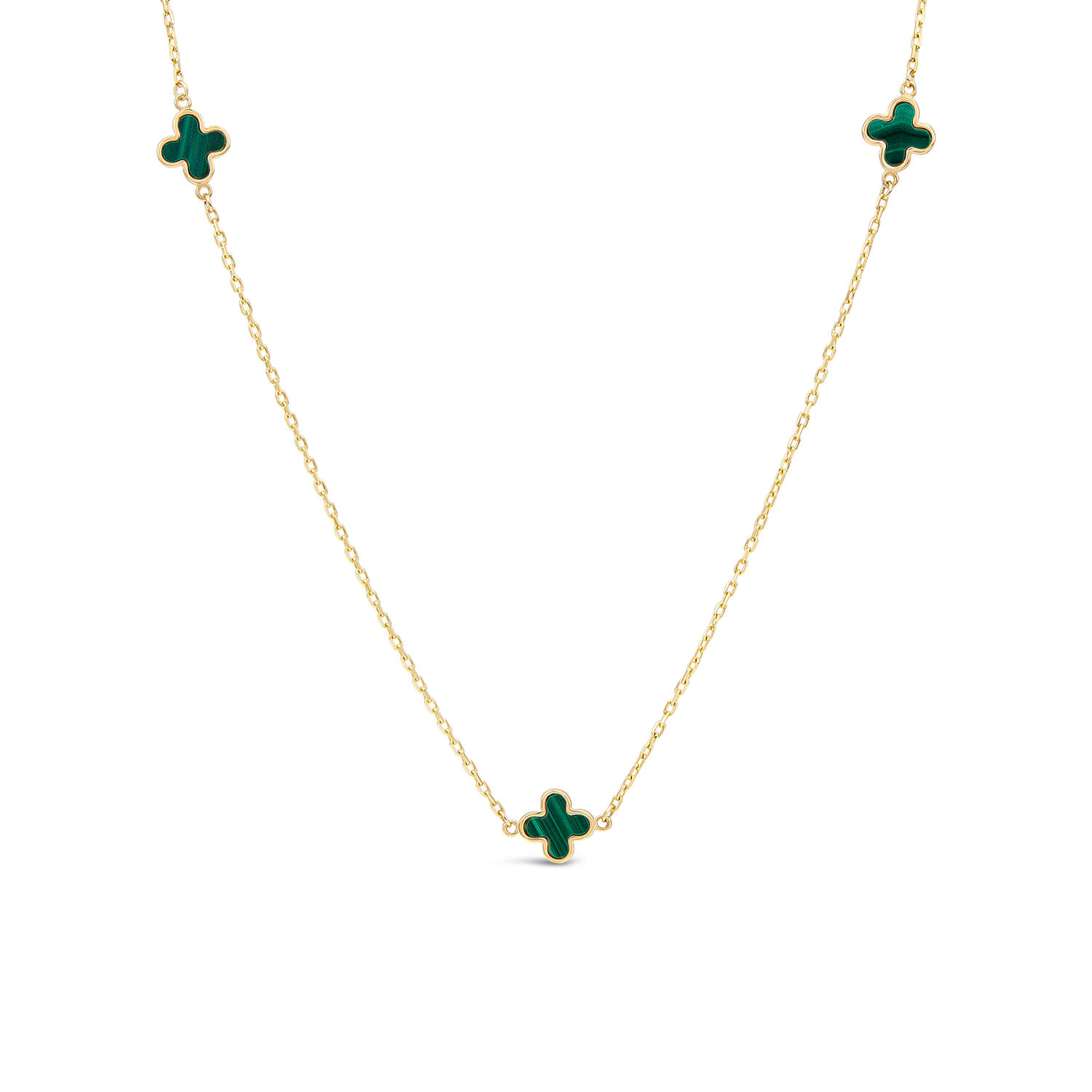 9ct Gold Malachite Petal Necklet Ladies