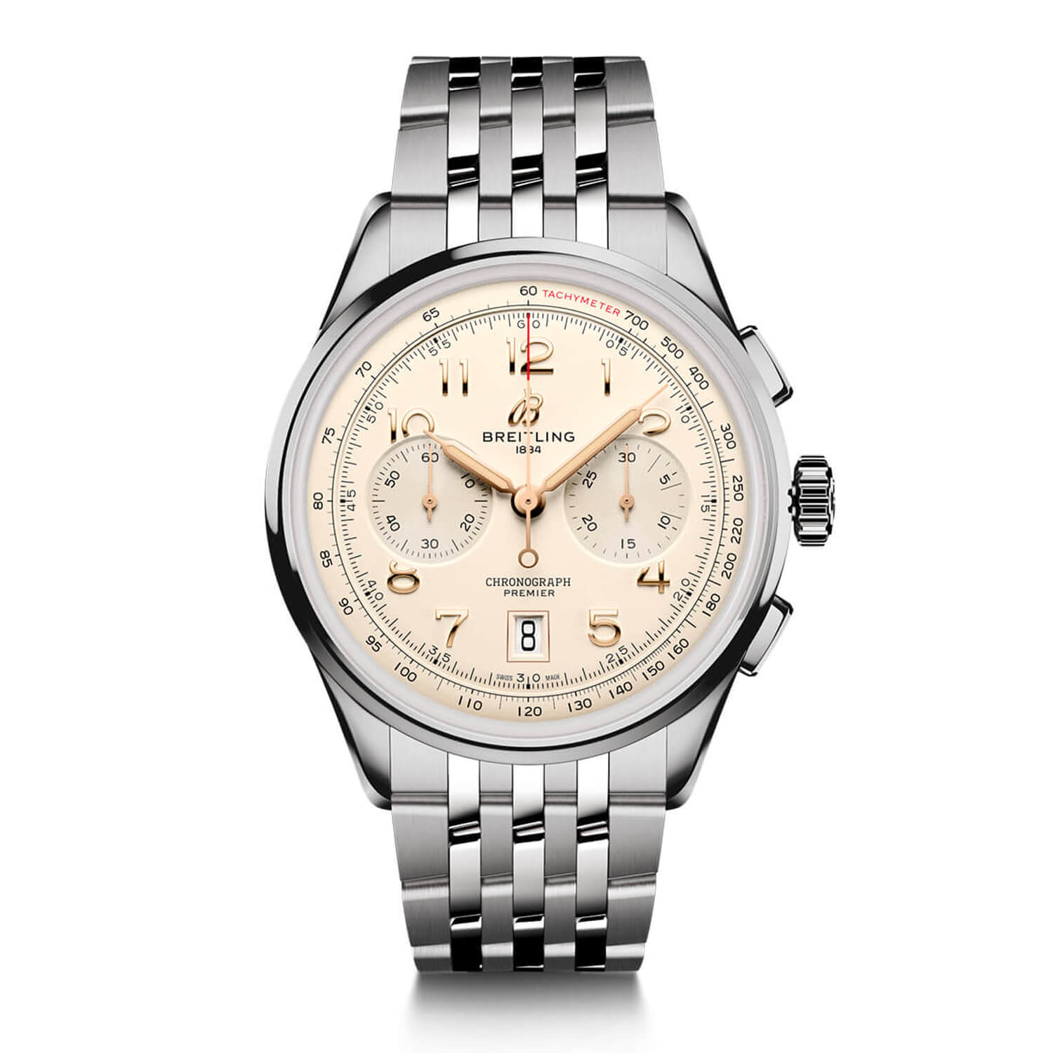 Premier B01 Chronograph 42mm Beige Dial Bracelet Men's
