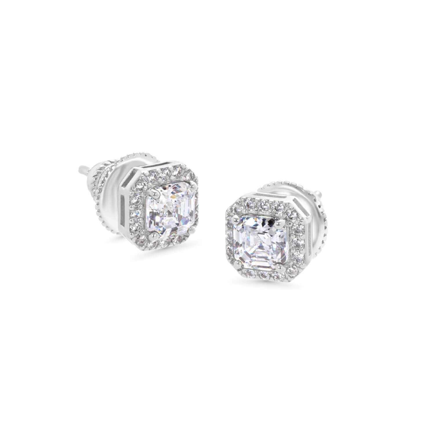 Misha Silver Cubic Zirconia Stud Earrings Ladies